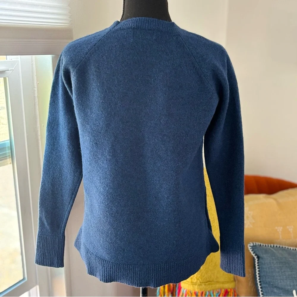 Pendleton Park City Pullover Lambswool Navy Tweed Button Hip Sweater Medium